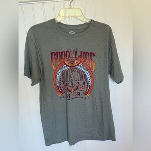 Gray Graphic Tee with Red and Orange Accents